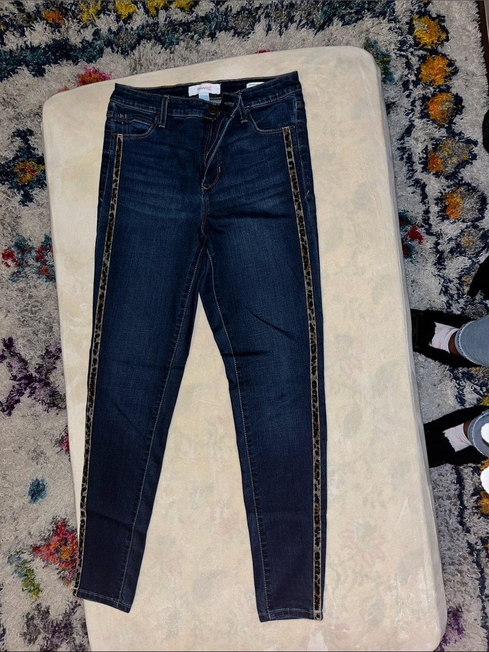 Skinnygirl Dark Blue Skinny Jeans with Leopard Trim